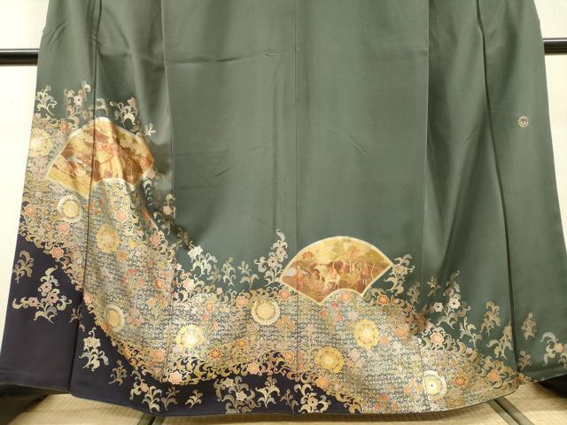 平和屋着物▼TOKI志すい キモノモードオリジナルブランド 色留袖 地紙人物花唐草文 暈し染 金銀彩 正絹 逸品 DABH7294fe