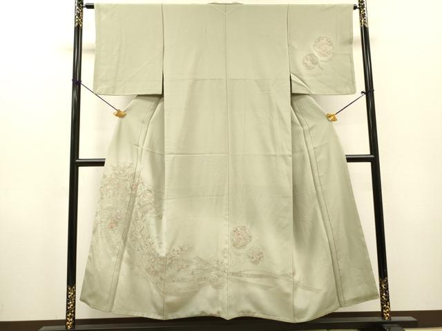 平和屋着物▼中国三大刺繍 スワトウ刺繍 汕頭刺繍 総刺繍 訪問着 几帳雪輪飛鶴花文 暈し染 正絹 逸品 DABH7297fe