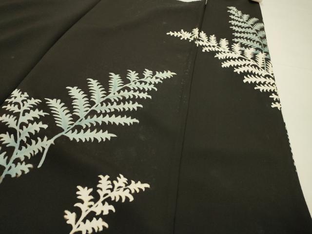 平和屋着物▼豪華黒留袖 刺繍 草葉鳥文 金銀糸 正絹 逸品 DABH7304fe