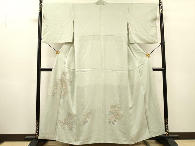 平和屋着物▼中国三大刺繍 スワトウ刺繍 汕頭刺繍 相良刺繍 総刺繍 訪問着 几帳花文 金糸 正絹 逸品 DABH7307fe