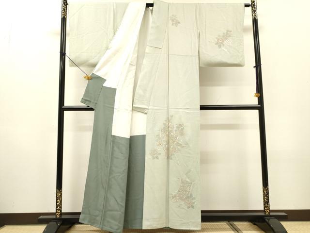 平和屋着物▼中国三大刺繍 スワトウ刺繍 汕頭刺繍 相良刺繍 総刺繍 訪問着 几帳花文 金糸 正絹 逸品 DABH7307fe
