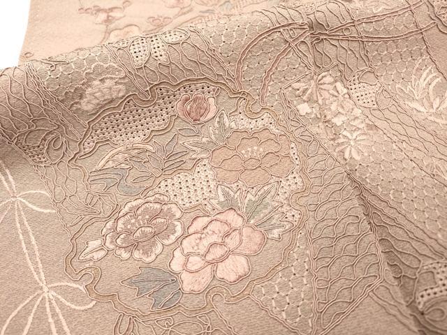 平和屋着物▼中国三大刺繍 スワトウ刺繍 汕頭刺繍 総刺繍 訪問着 几帳雪輪飛鶴花文 正絹 逸品 DABH7312fe