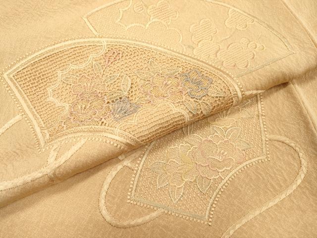 平和屋着物▼中国三大刺繍 スワトウ刺繍 汕頭刺繍 総刺繍 色留袖 地紙花文 正絹 逸品 DABH7314fe