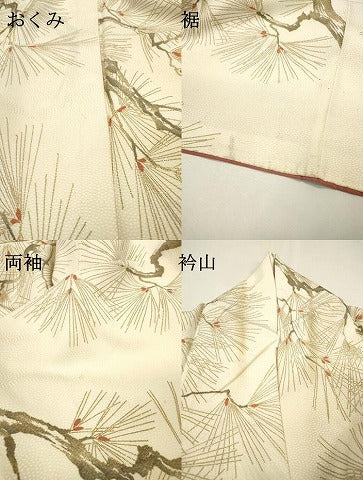 平和屋着物▼上質な小紋 松 金彩 正絹 逸品 DABH7317fe