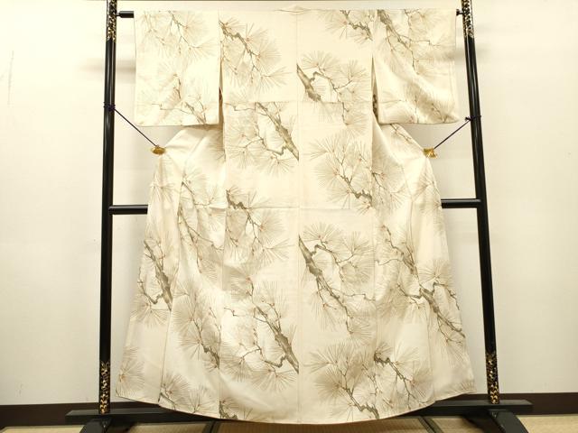 平和屋着物▼上質な小紋 松 金彩 正絹 逸品 DABH7317fe