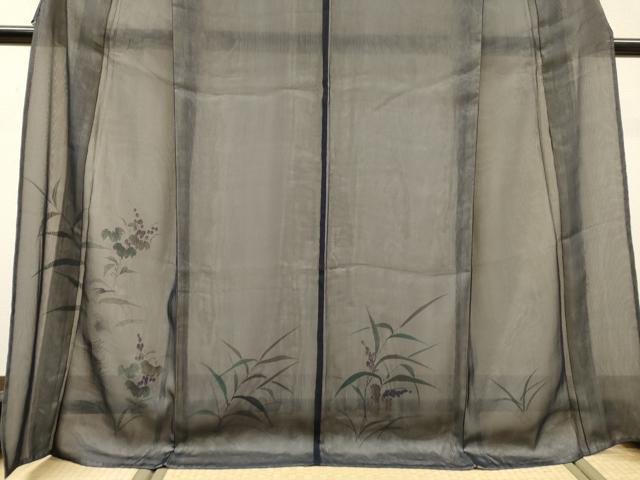平和屋着物▽訪問着 無双 紗袷 紗×絽 手描き 南天文 白鷺 金彩 ロング丈 正絹 逸品 DABH7321fe