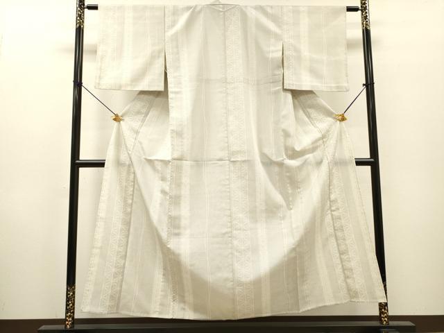 平和屋着物▽本塩沢 単衣 110亀甲 麻の葉間道 正絹 逸品 DABH7323fe