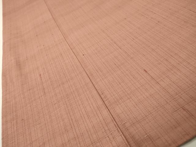 平和屋着物▽上質な紬 単衣 格子 退紅色 正絹 逸品 未使用 DABH7333fe