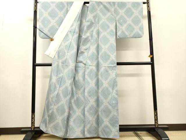 平和屋着物▽本場大島紬 白大島 単衣 7マルキ 菱文 正絹 逸品 DABH7334fe