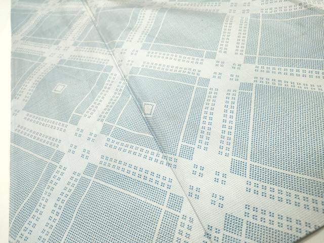 平和屋着物▽本場大島紬 白大島 単衣 7マルキ 菱文 正絹 逸品 DABH7334fe