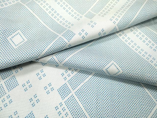 平和屋着物▽本場大島紬 白大島 単衣 7マルキ 菱文 正絹 逸品 DABH7334fe
