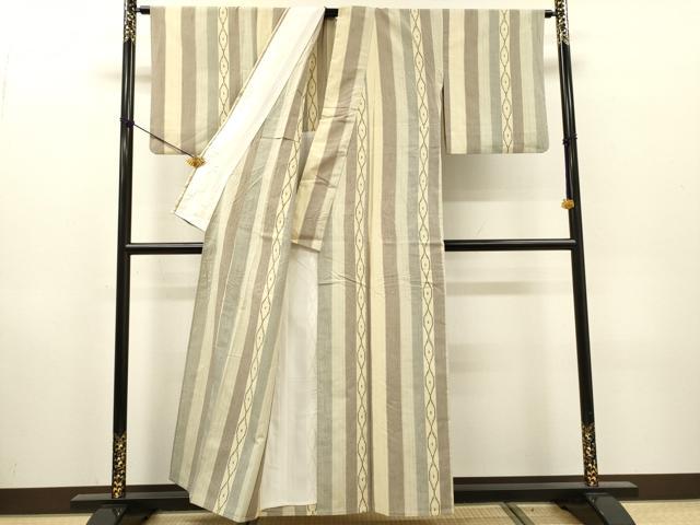 平和屋着物▽上質な紬 単衣 間道 正絹 逸品 DABH7336fe