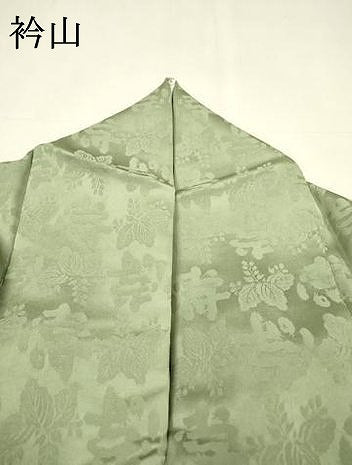 平和屋着物▽上質な色無地 単衣 寿字桐地紋 山葵色 正絹 逸品 DABH7339fe