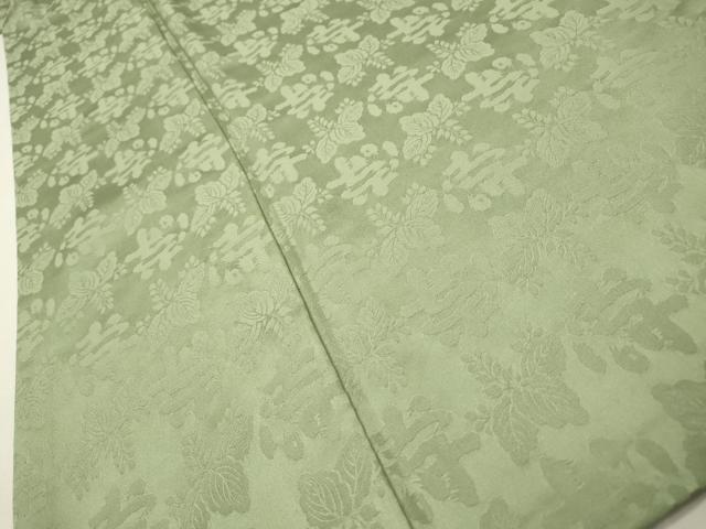 平和屋着物▽上質な色無地 単衣 寿字桐地紋 山葵色 正絹 逸品 DABH7339fe