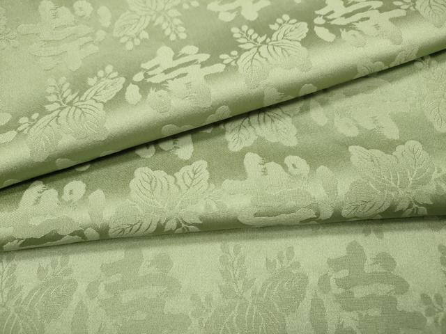 平和屋着物▽上質な色無地 単衣 寿字桐地紋 山葵色 正絹 逸品 DABH7339fe