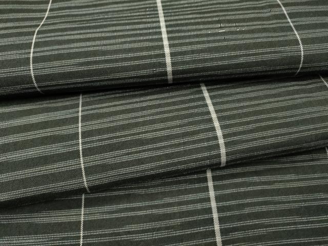 平和屋着物▽上質な紬 単衣 横段文 黒地 正絹 逸品 DABH7349fe