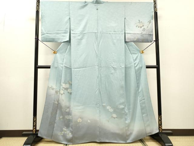 平和屋着物▽訪問着 単衣 枝花 暈し染 金銀彩 洗える着物 DABH7356fe