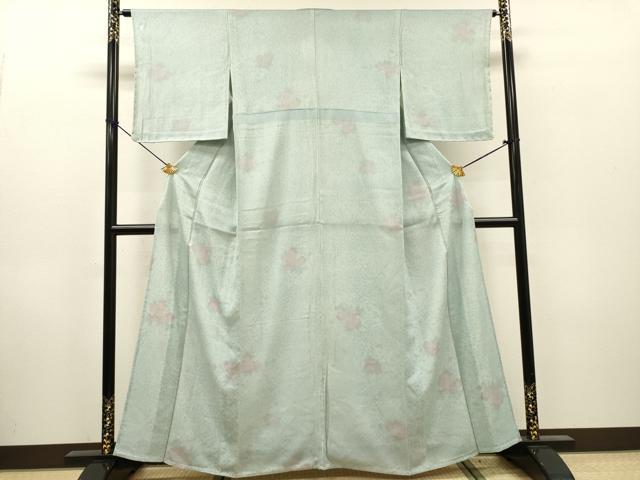 平和屋着物▽上質な小紋 無双 紗袷 紋紗×絽 枝花 正絹 逸品 未使用 DABH7365fe