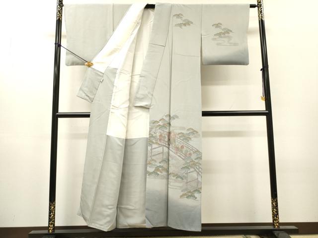平和屋着物▼中国三大刺繍 スワトウ刺繍 汕頭刺繍 総刺繍 訪問着 渡り橋人物風景文 暈し染 金糸 正絹 逸品 DABH7375fe