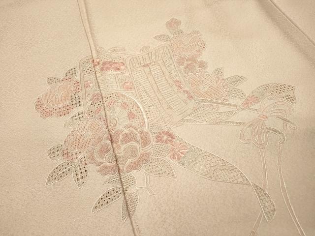 平和屋着物▼中国三大刺繍 スワトウ刺繍 汕頭刺繍 相良刺繍 総刺繍 訪問着 御所車花文 正絹 逸品 DABH7377fe