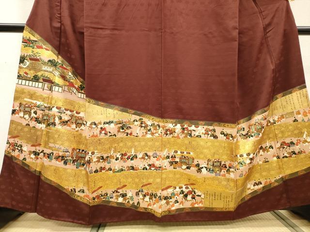 平和屋着物●松尾光琳 色留袖 駒刺繍 人物風景文 雁金本金箔 保証書付き 正絹 逸品 DABH7380fe