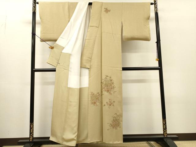 平和屋着物▼中国三大刺繍 スワトウ刺繍 汕頭刺繍 相良刺繍 総刺繍 訪問着 御所車花文 金糸 さが美扱い 正絹 逸品 DABH7385fe