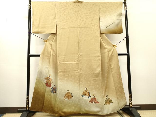 平和屋着物▼訪問着 作家物 手描き 人物文 暈し染 金銀彩 正絹 逸品 DABH7395fe