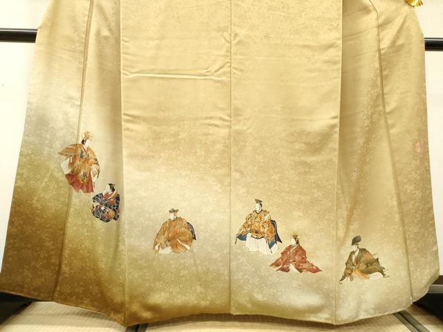 平和屋着物▼訪問着 作家物 手描き 人物文 暈し染 金銀彩 正絹 逸品 DABH7395fe