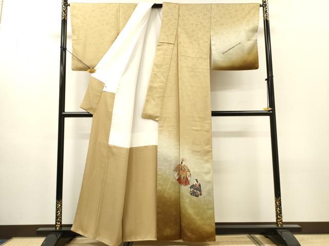 平和屋着物▼訪問着 作家物 手描き 人物文 暈し染 金銀彩 正絹 逸品 DABH7395fe