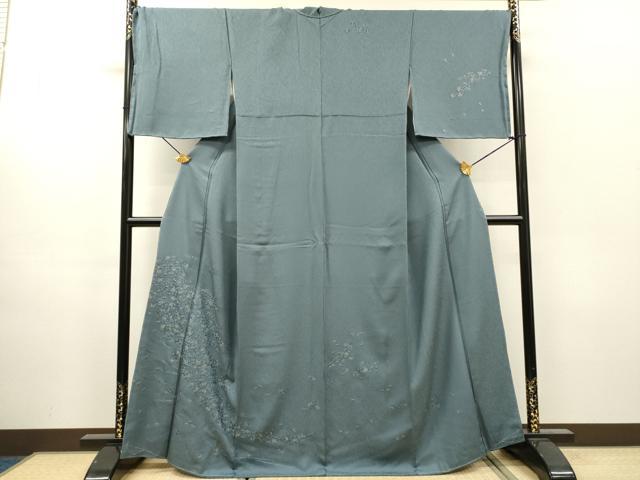 平和屋着物●訪問着 総刺繍 流水花文 金糸 正絹 逸品 未使用 DABH7398fe