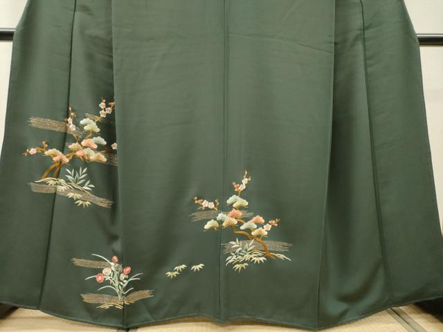 平和屋着物▼訪問着 総刺繍 霞花松文 正絹 逸品 DABH7399fe