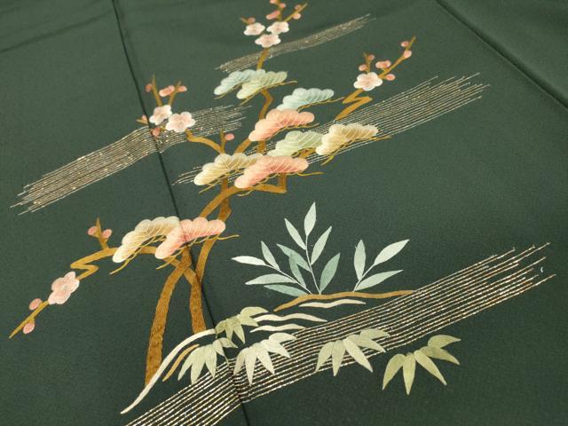 平和屋着物▼訪問着 総刺繍 霞花松文 正絹 逸品 DABH7399fe