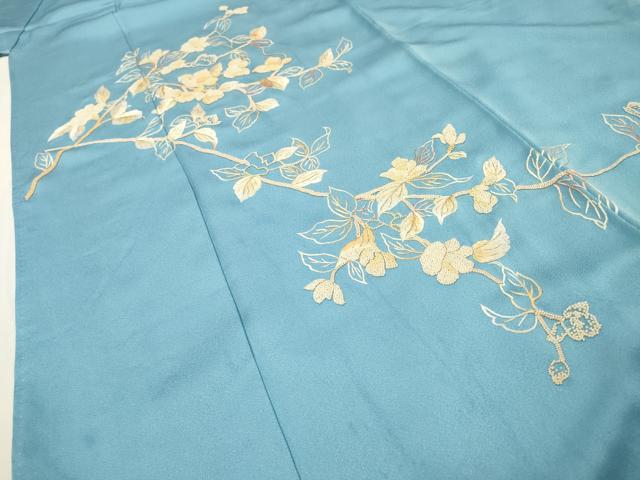 平和屋着物●中国三大刺繍 相良刺繍 総刺繍 訪問着 枝花 銀糸 正絹 逸品 未使用 DABH7400fe