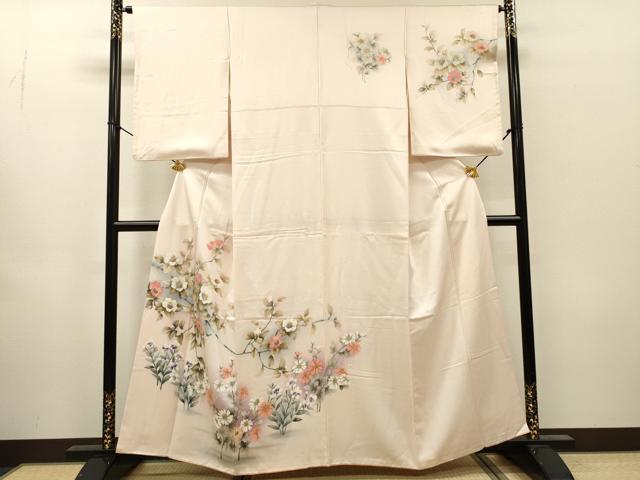 平和屋着物▼訪問着 手描き 枝花 暈し染 正絹 逸品 DABH7407fe