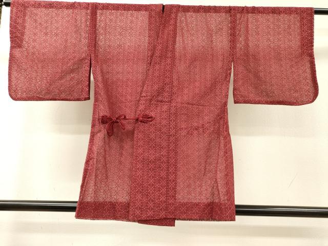 平和屋着物▽道中着 スリーシーズン 春夏秋 塵除け 総レース 花唐草文 赤紅色 DABH7429fe
