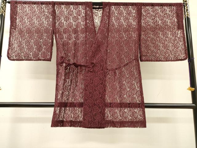 平和屋着物▽道中着 スリーシーズン 春夏秋 塵除け 総レース 洋花文 暗紅色 洗える着物 DABH7430fe
