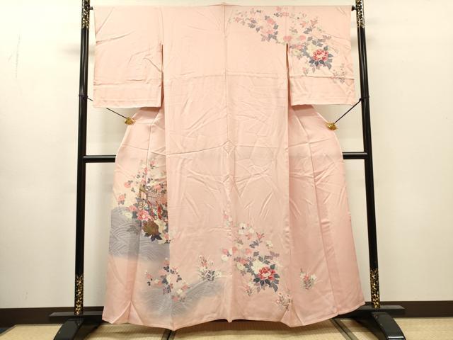 平和屋着物▽訪問着 単衣 御所車花文 暈し染 金彩 正絹 逸品 DABH7452fe