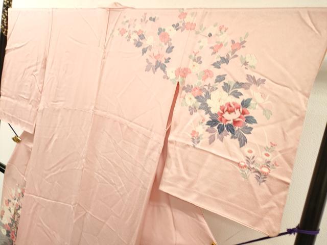 平和屋着物▽訪問着 単衣 御所車花文 暈し染 金彩 正絹 逸品 DABH7452fe