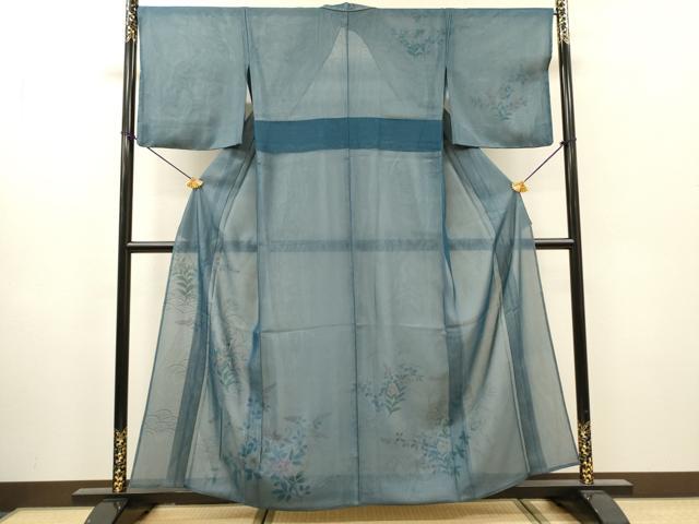 平和屋着物▽訪問着 無双 紗袷 紗×絽 手描き 草花 金銀彩 鈴乃屋扱い 正絹 逸品 未使用 DABH7453fe
