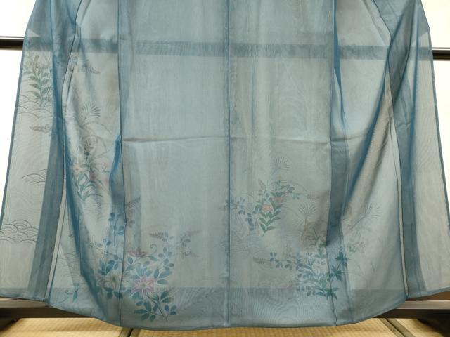 平和屋着物▽訪問着 無双 紗袷 紗×絽 手描き 草花 金銀彩 鈴乃屋扱い 正絹 逸品 未使用 DABH7453fe