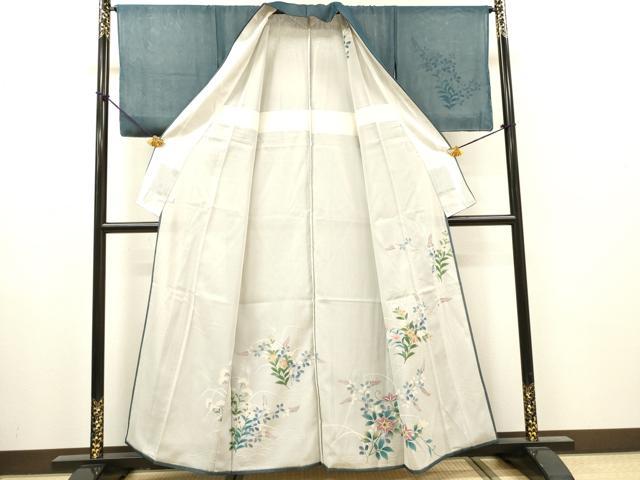 平和屋着物▽訪問着 無双 紗袷 紗×絽 手描き 草花 金銀彩 鈴乃屋扱い 正絹 逸品 未使用 DABH7453fe