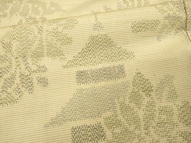 平和屋着物▽上質な紬 単衣 風景花文 正絹 逸品 DABH7456fe
