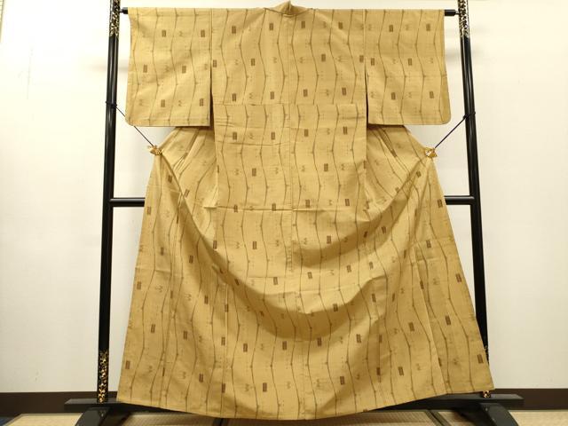 平和屋着物▽上質な紬 単衣 絣文様 正絹 逸品 DABH7457fe