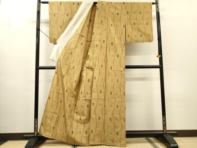 平和屋着物▽上質な紬 単衣 絣文様 正絹 逸品 DABH7457fe