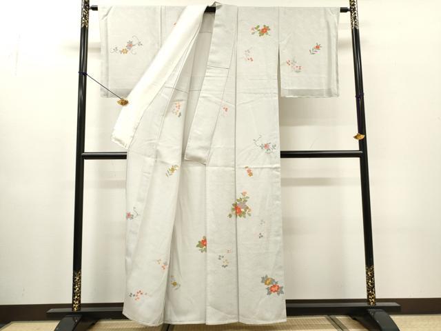 平和屋着物▽小紋 単衣 草花 正絹 逸品 DABH7469fe