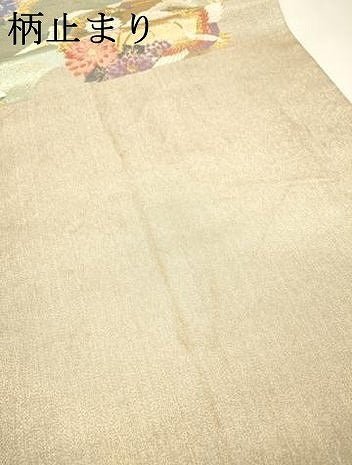 平和屋着物▼六通柄袋帯 唐織 加賀 飛鶴花松丸文 金糸 正絹 逸品 DABH7503fe