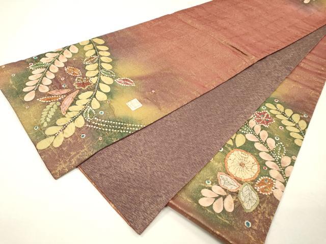 平和屋着物▼太鼓柄袋帯 作家物 絞り 辻が花 金糸 正絹 逸品 DABH7512fe