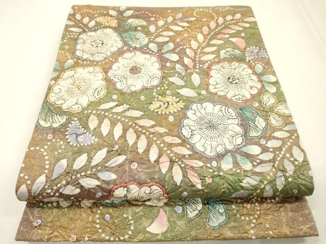 平和屋着物▼太鼓柄袋帯 絞り 辻が花 金糸 正絹 逸品 DABH7513fe