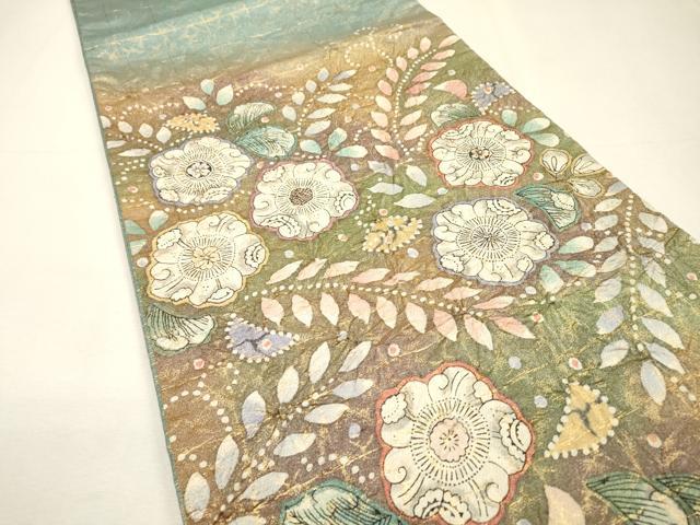 平和屋着物▼太鼓柄袋帯 絞り 辻が花 金糸 正絹 逸品 DABH7513fe