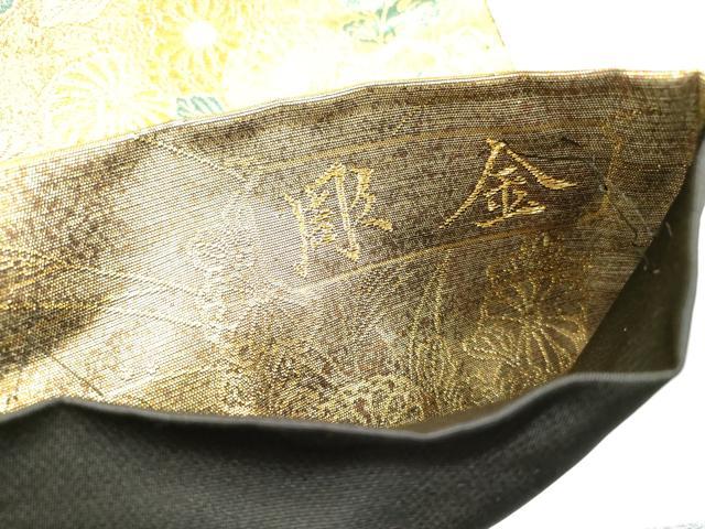 平和屋着物▼六通柄袋帯 蒔絵菊華紋 彫金 正絹 逸品 DABH7542fe